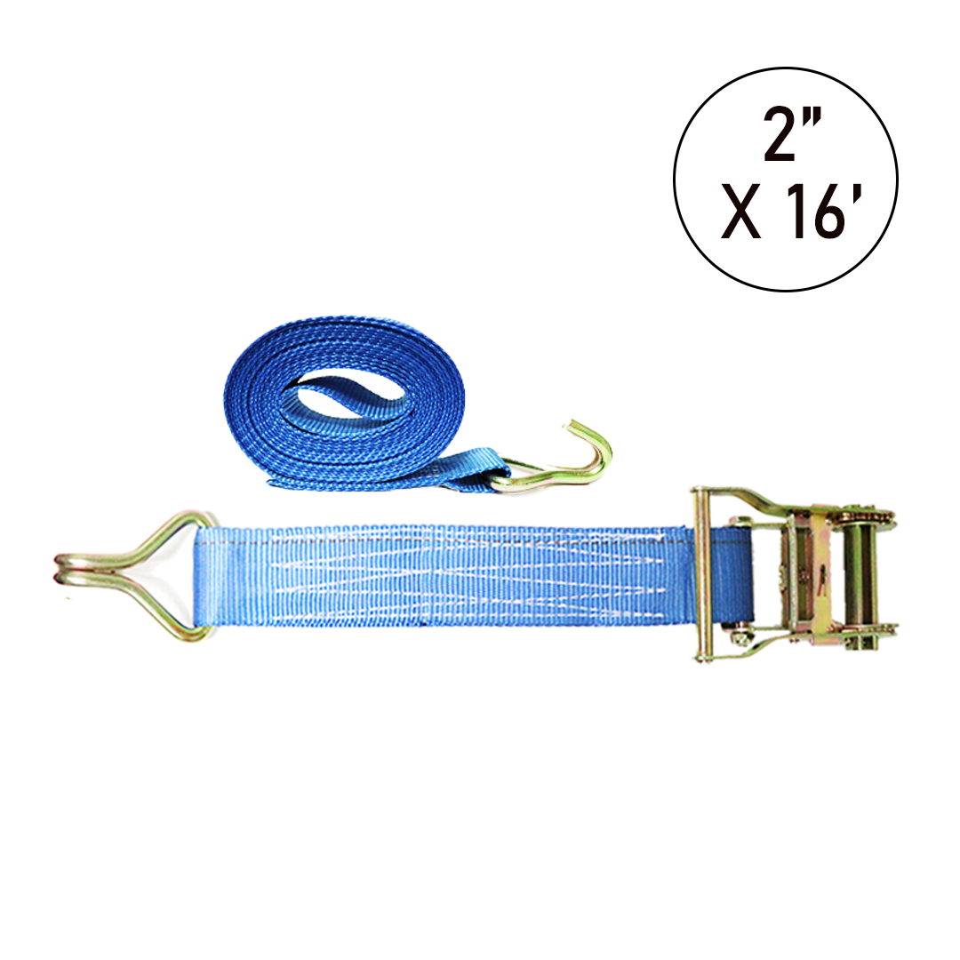 Boxer BlueGuard 2 x 16' Ratchet Strap with J Hooks - 4400 lbs Breakin –  Boxer Tools