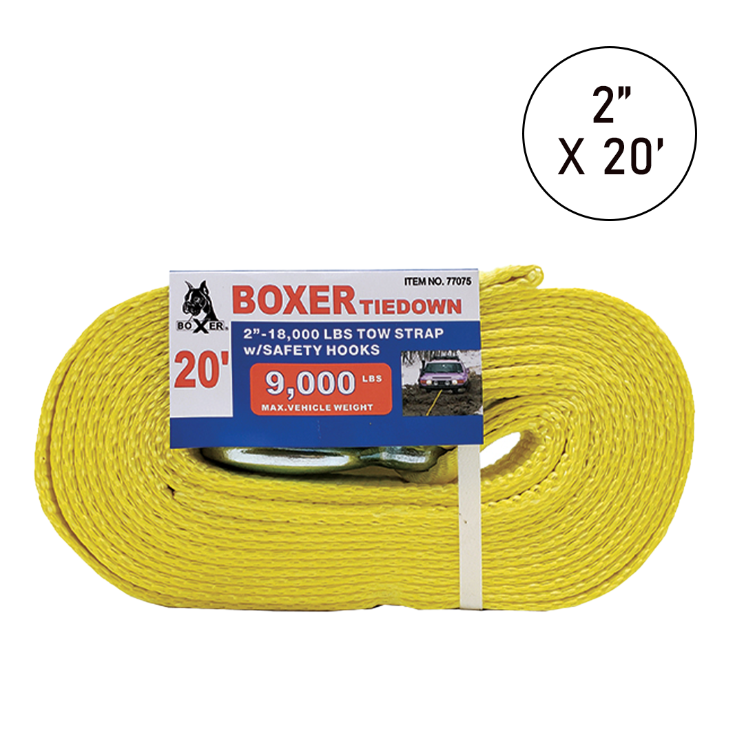 2 Heavy-Duty Tow Strap with Safety Hook: 18,000 lbs Strength for Vers –  Boxer Tools