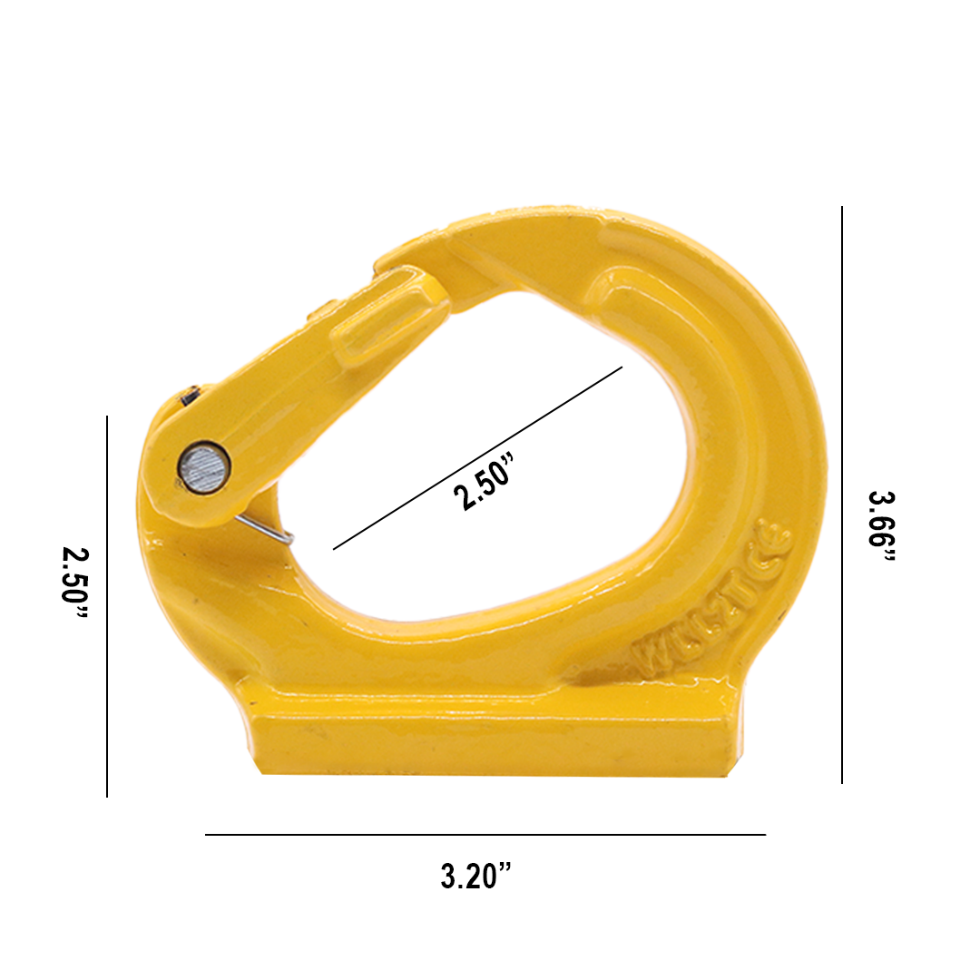 Heavy-Duty 2-Ton Weld-On Anchor Hooks with Safety Latch - G80 Construction