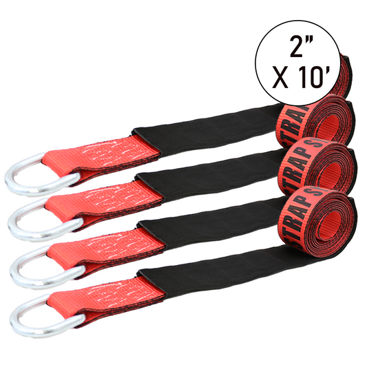 Heavy Duty Red Lasso Strap Set - 4 Pack, Towing, Recovery, Tie-Down