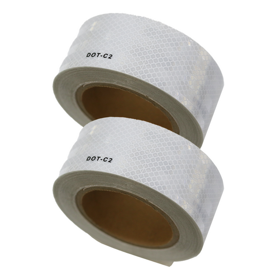 DOT-C2 Truck Reflective Self-Adhesive Warning Tape - 2 Rolls Per Order - White/Silver