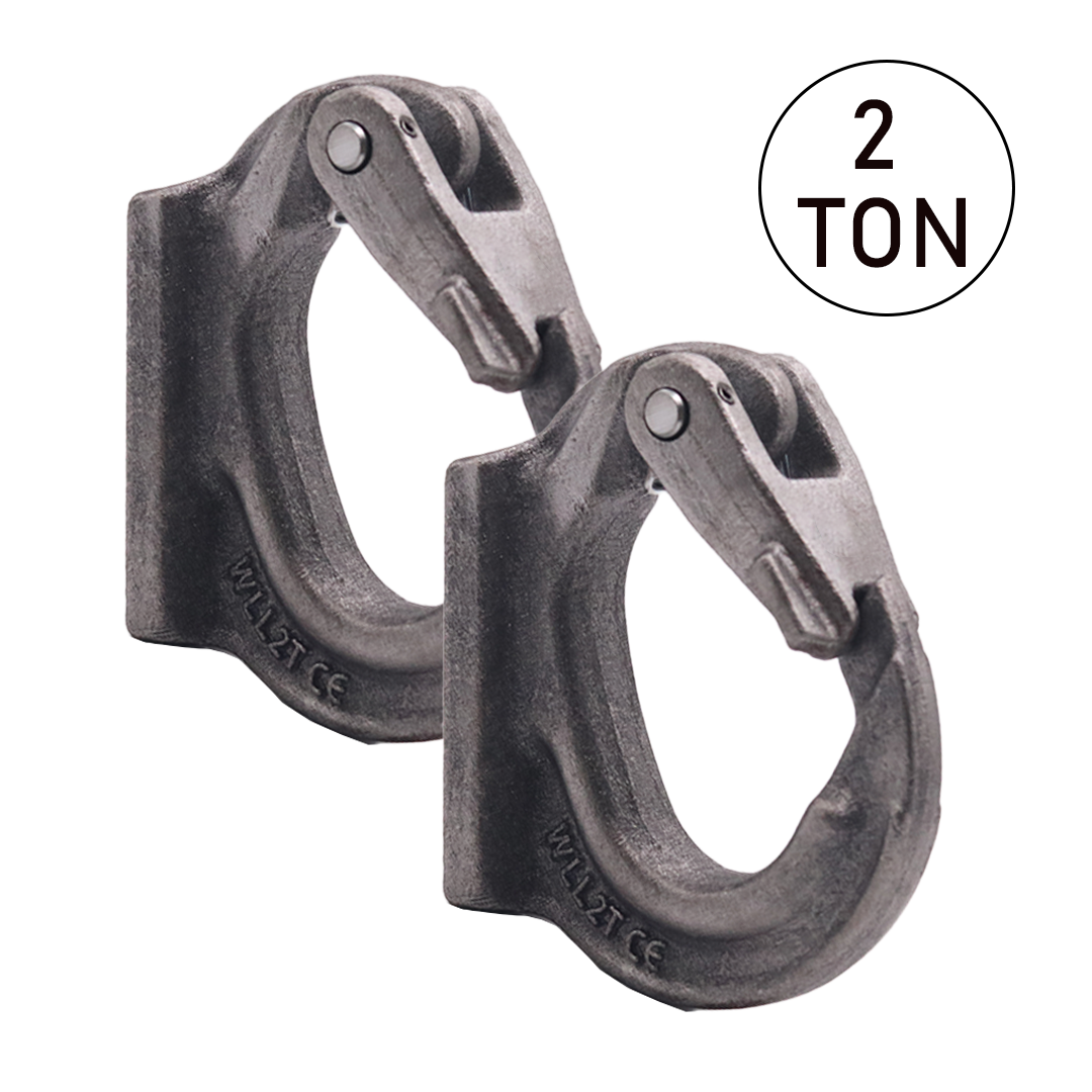 Heavy-Duty 2-Ton Weld-On Anchor Hooks with Safety Latch - G80 Construction