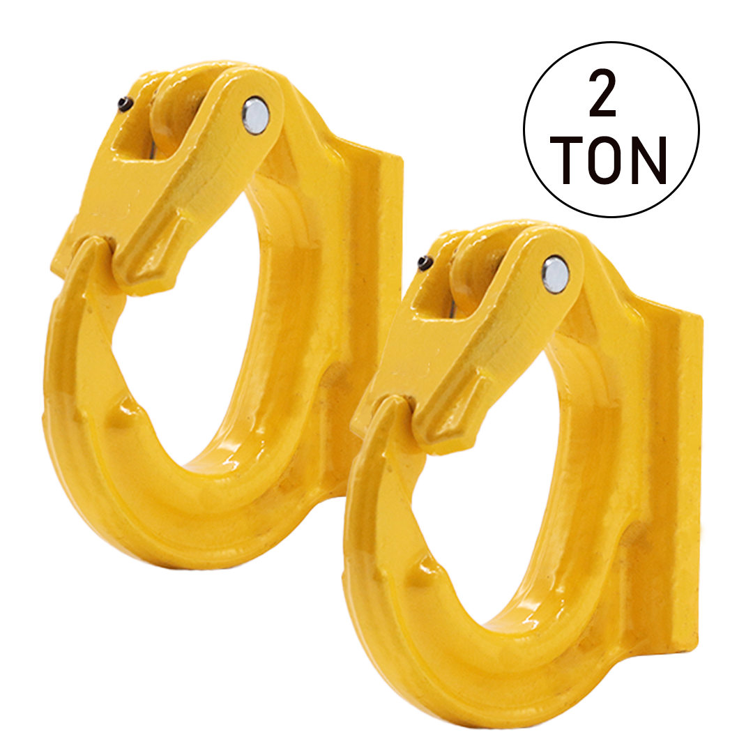 Heavy-Duty 2-Ton Weld-On Anchor Hooks with Safety Latch - G80 Construction