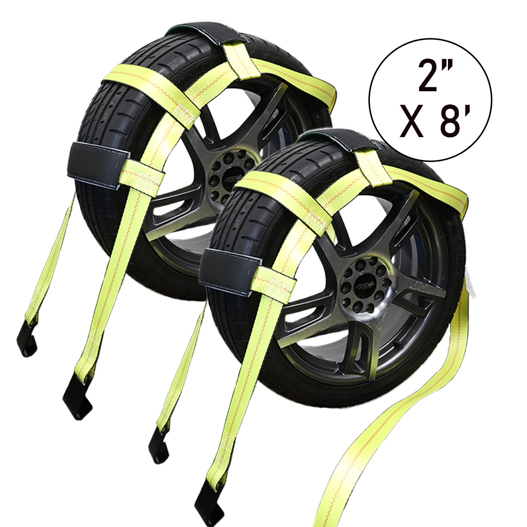 Boxer SureGrip 2" x 8' Wheel Basket Tire Holder with Flat Hooks and Grip-enhancing Rubber Sleeves