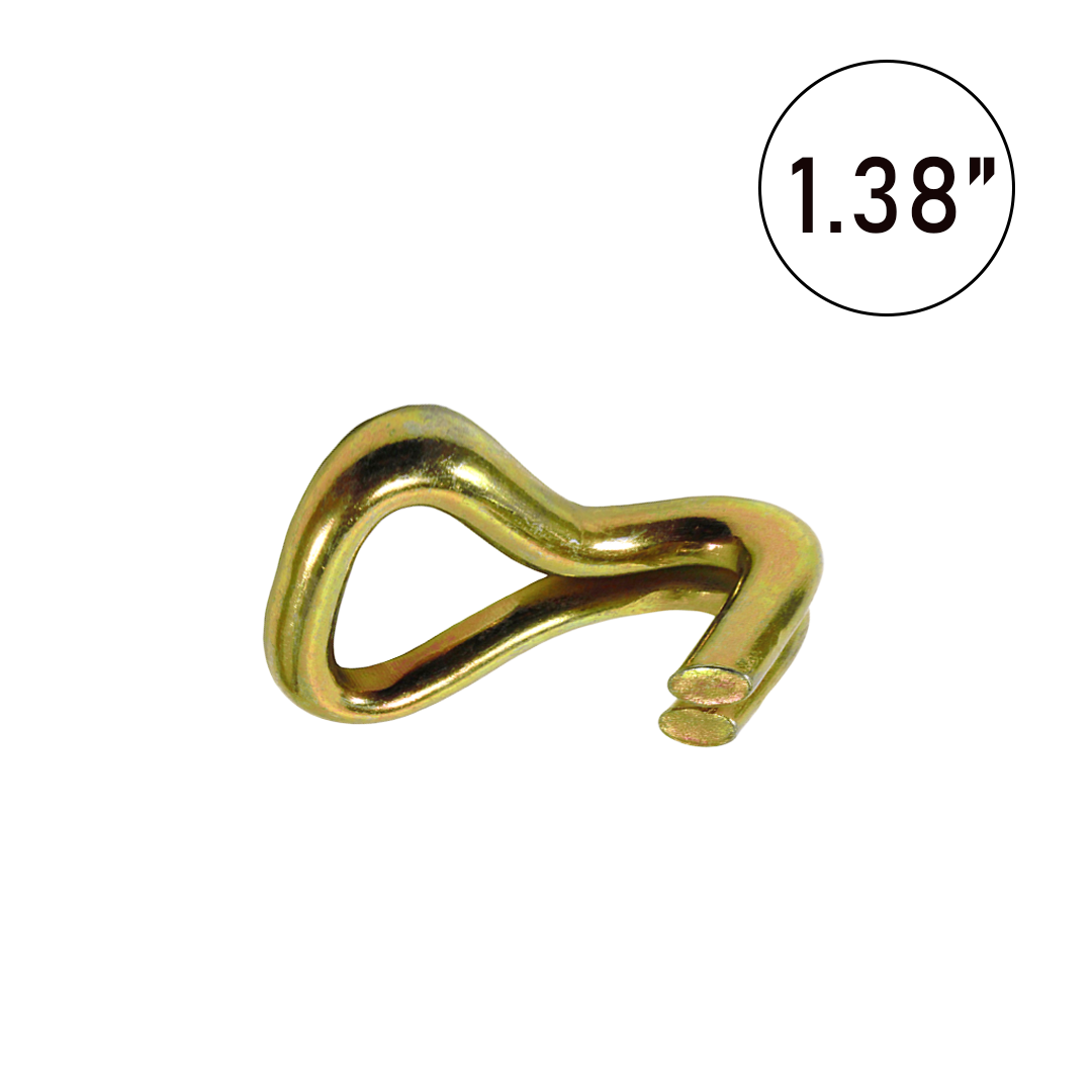 1.38 Inch Yellow Chrome Twin J Hook - 6600 lb Breaking Strength Heavy Duty Tie Down Hook