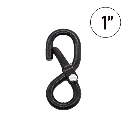 1" Heavy Duty S Hook with Safety Latch - 3000 lbs Breaking Strength, 1000 lbs WLL, Full PE Coated Tie Down Hook