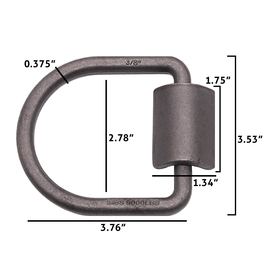 Heavy Duty 3/8" Weld-On Forged Lashing D-Ring with Mounting Bracket