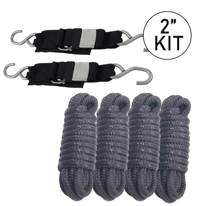 Marine-Grade Tie-Down Kit: 4 Ropes & 2 Transom Straps for Superior Boat Protection